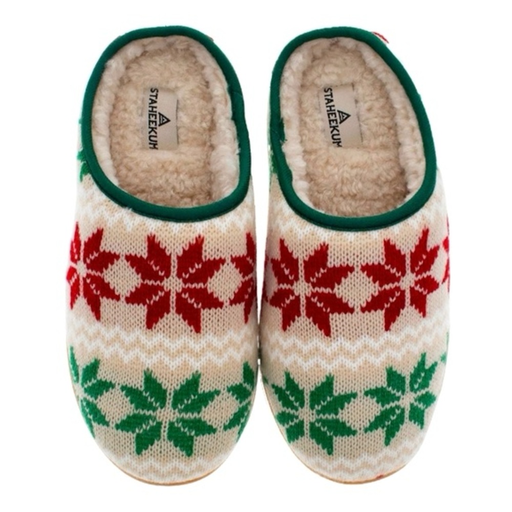 Unisex Graphic Holiday Party Slipper - Oat